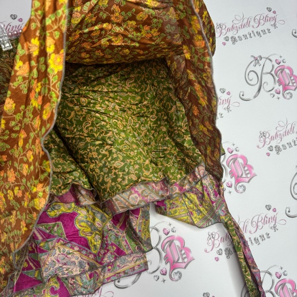 Wrap skirt multiway Kariza vintage paisley floral reversible Boho bohemian tie - Picture 13 of 13